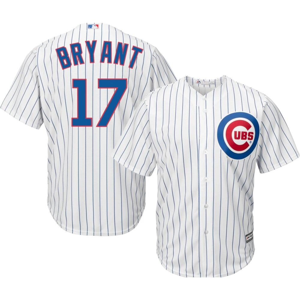 Majestic Chicago Cubs White Pinstripe Bryant #17 Jersey